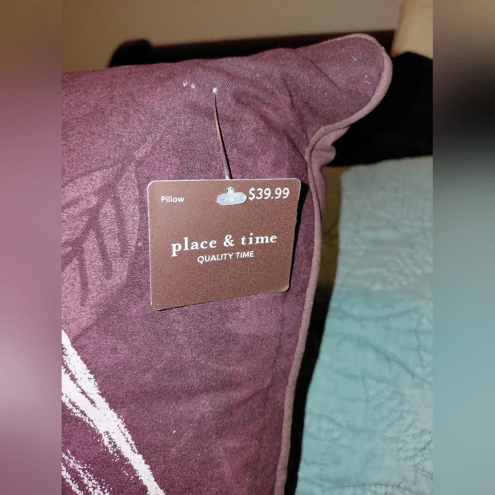 Pumpkin Hello Fall Pillow Burgundy NWT